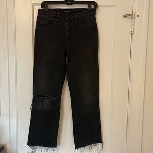 Women's Lucky Brand Ava Mid Rise Crop Mini Boot Jean, Black, size 8 (29)